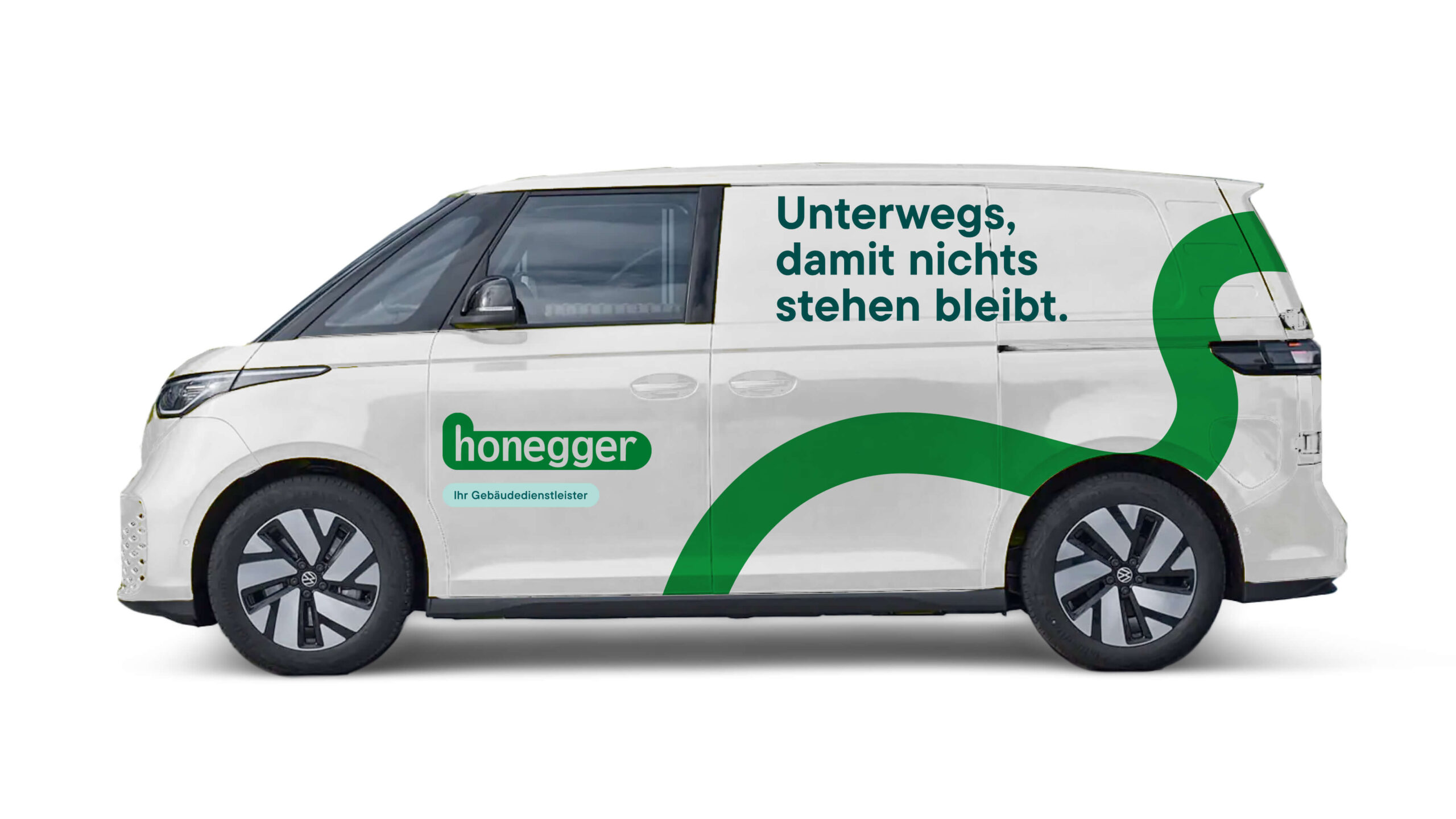 Ein Honegger-Fahrzeug mit der neuen Brand-Beschriftung im Querformat.