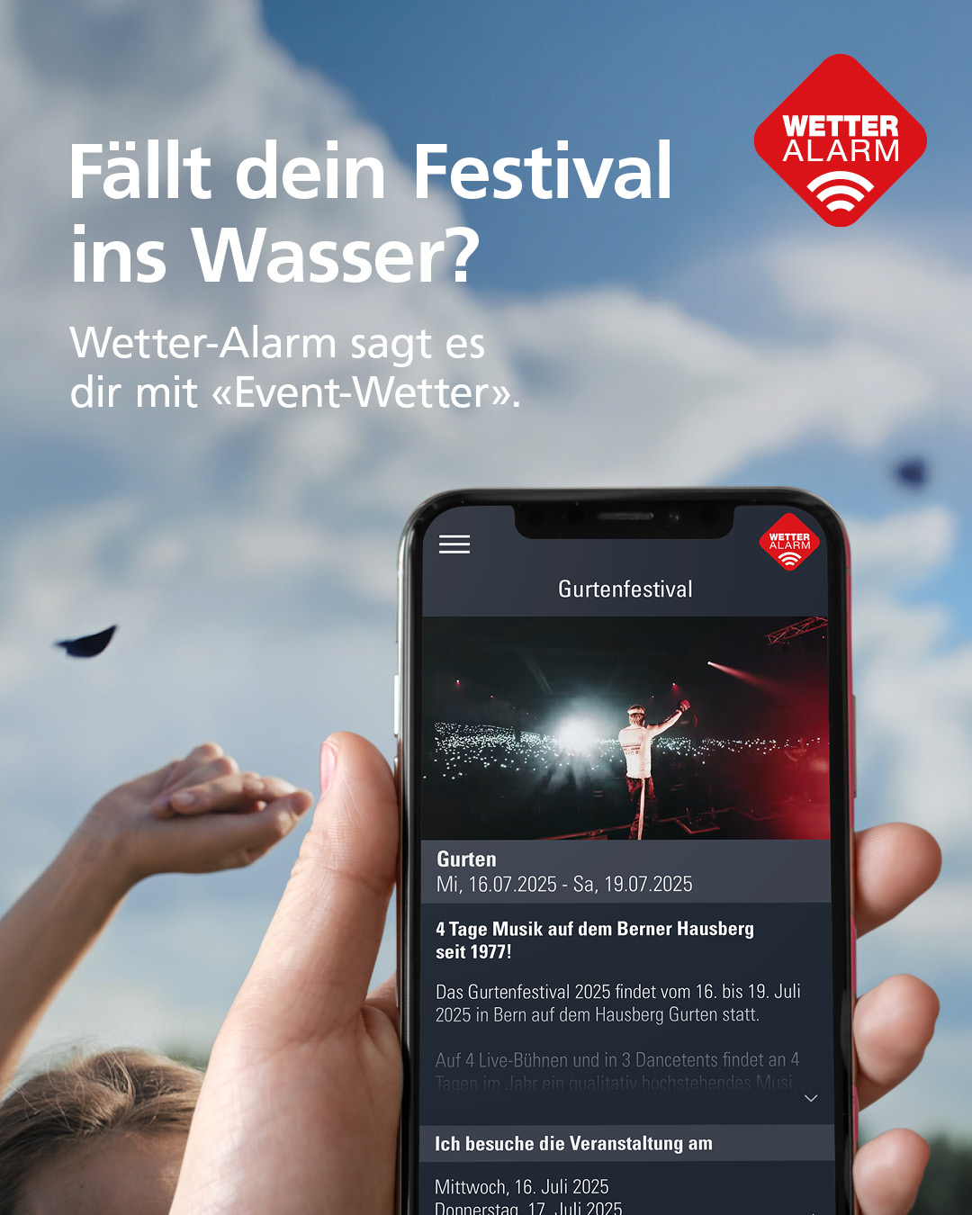 Man sieht ein Mobile mit dem Gurtenfestival